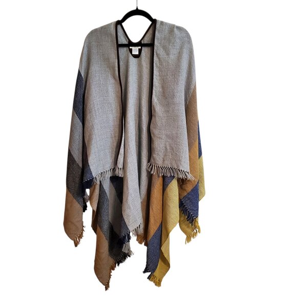 Novica Multicolored Striped Ruana Woven from 100% Baby Alpaca - Picture 2 of 10